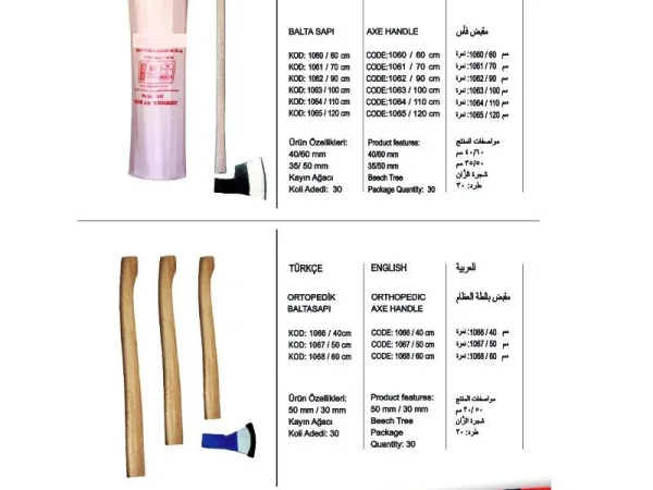Dişbudak Ağacı Ergonomik Balta Sapı