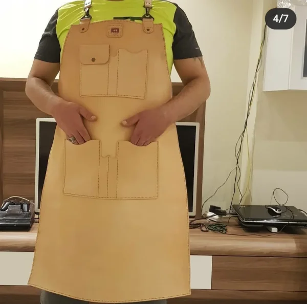 4 mm Vaketa Hakiki Deri Ağır Kasap & Dönerci Önlüğü