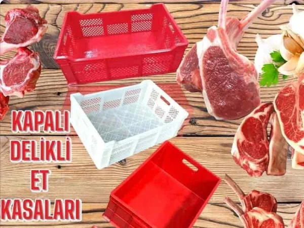 Gıdaya Uygun Plastik Et Taşıma Kasası (Delikli / Deliksiz)