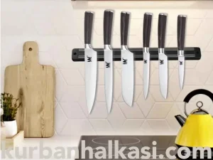 Ahşap Gövdeli Güçlü Duvar Bıçak Tutucu Mıknatısı