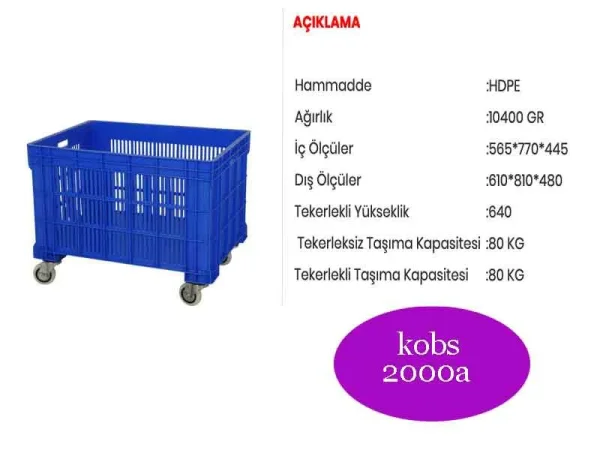 Tekerlekli Plastik Et ve Gıda Taşıma Kasası - Detay Görsel 7