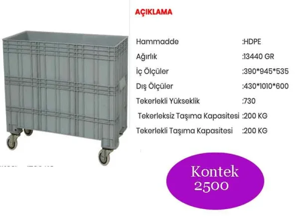 Tekerlekli Plastik Et ve Gıda Taşıma Kasası - Detay Görsel 1
