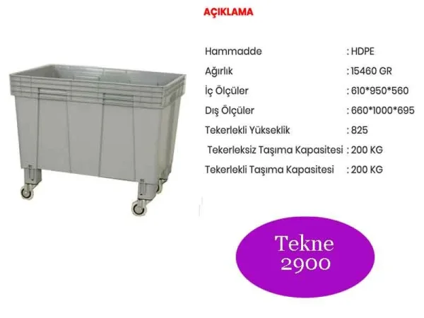 Tekerlekli Plastik Et ve Gıda Taşıma Kasası - Detay Görsel 4