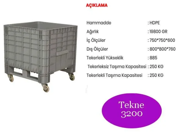 Tekerlekli Plastik Et ve Gıda Taşıma Kasası - Detay Görsel 5