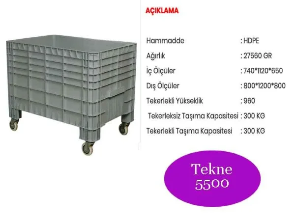 Tekerlekli Plastik Et ve Gıda Taşıma Kasası - Detay Görsel 6